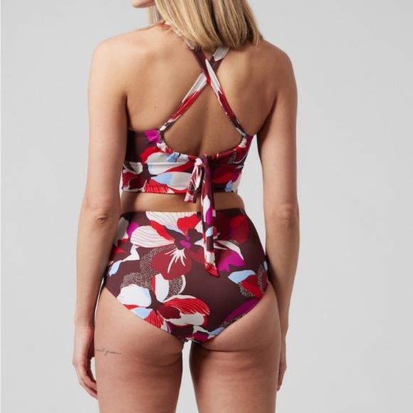 Athleta Plunge Bikini Top D-DD NWT high waist bottom medium hero bloom 2 piece - Picture 4 of 13
